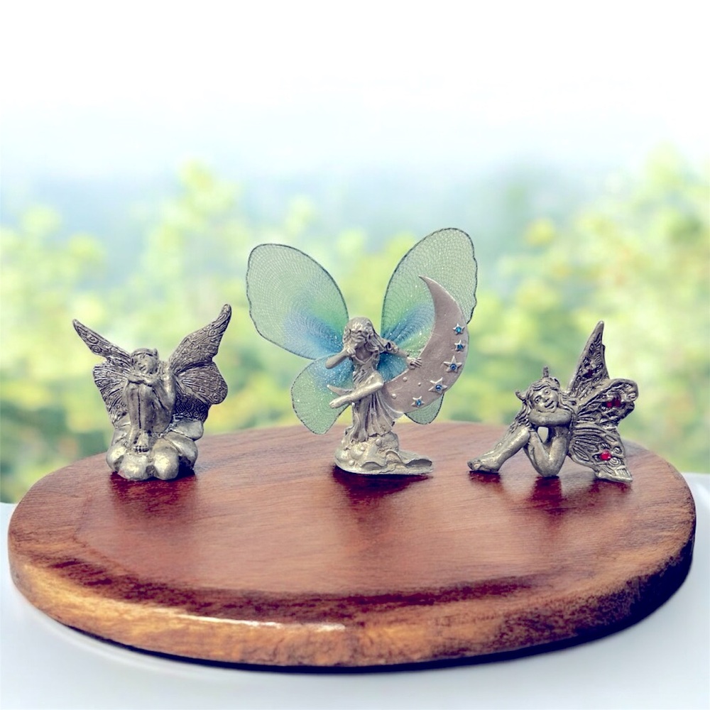 Set of 3 pewter fairies
